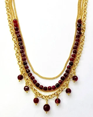 Collar HSN Bellezza Joyería Colección Cuarzo Rojo Multifila Cuentas Foto 1 de 4