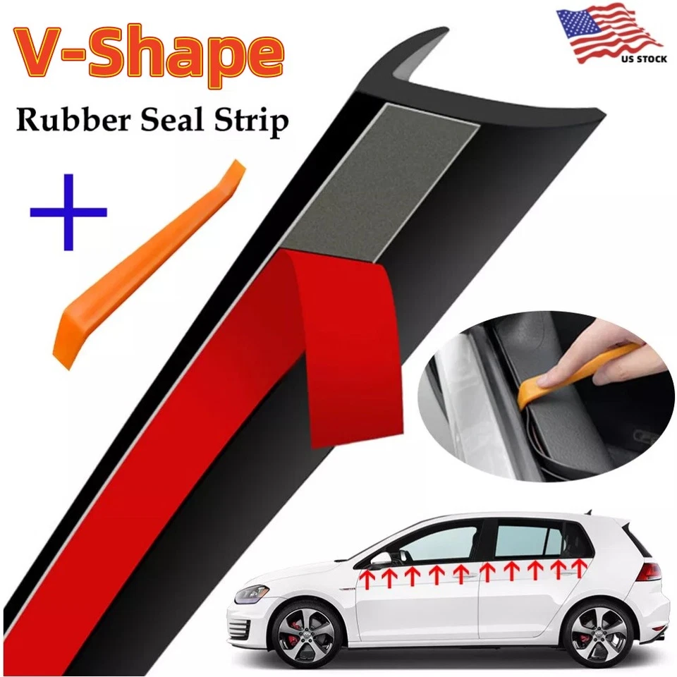 Moldura de borde lateral de ventana de puerta de coche en forma de V moldura tira de sellado de goma Foto 1 de 4