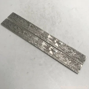 Old Chinese Tibet Silver Handcarved Dragon Phoenix Pattern Town Ruler - Picture 1 of 7