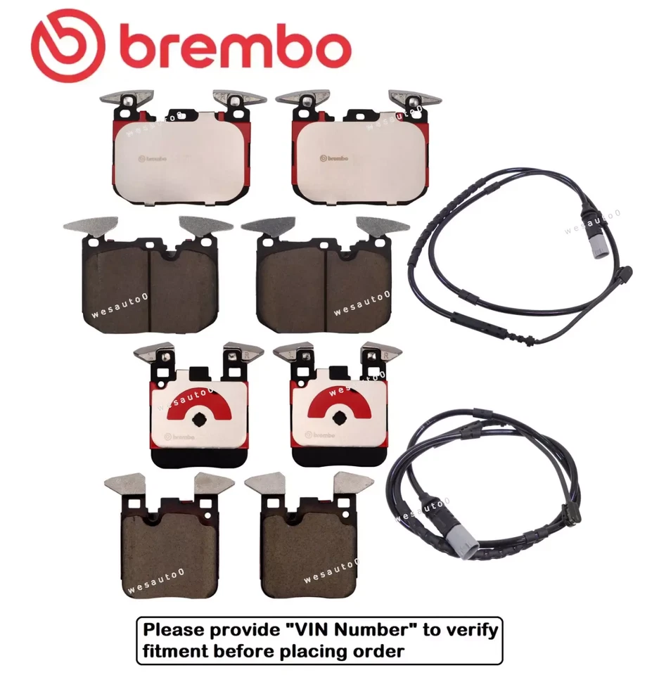 Front Rear Brake Pad Set OE Brembo Ceramic +Sensor for BMW 428i 430i xDrive / GC - Image 1 of 1