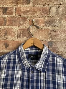 APC Mens Shirt, Size Small Indigo Plaid - Picture 1 of 7