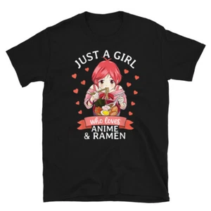 Just a Girl Who Loves Anime and Ramen Cute Kawaii Otaku Japan Kanji Manga Tee - Picture 1 of 5