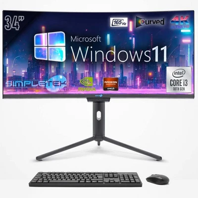 PC All IN One Core i3 10th 34 " WIN11 4GB 120GB Gpu RX550 Curved 4K Gaming 165Hz - Image 1 of 4