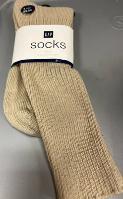 Gap Socks Mens Pair Tan Lightweight Cotton Crews Business Casual From 1990s - Image 1 of 3