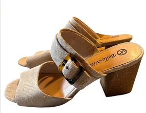 BELLA VITA CANVAS DRESS SLIDE SANDALS WOMEN SZ 9.5 W NEW NO BOX - Picture 1 of 5