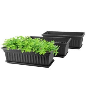 Rectangle Planters for Indoor Plants, 3 Pack Long Outdoor Plastic Flower Boxe... - Picture 1 of 7