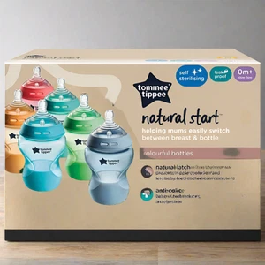 Tommee Tippee Natural Start Anti-Colic Baby Bottle 260ml 6 Pack Multicoloured - Picture 1 of 24