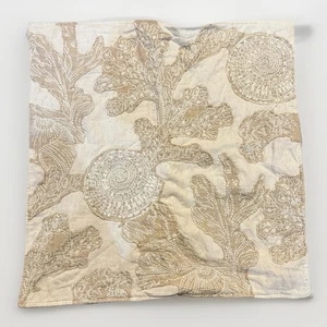 Pottery Barn Coral Shell Pillow Cover Neutral Applique Seashell Linen Cotton 24” - Picture 1 of 5