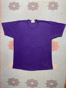 Vintage 90s blank t shirt dark purple lee total cotton made in USA adult XL - Picture 1 of 6
