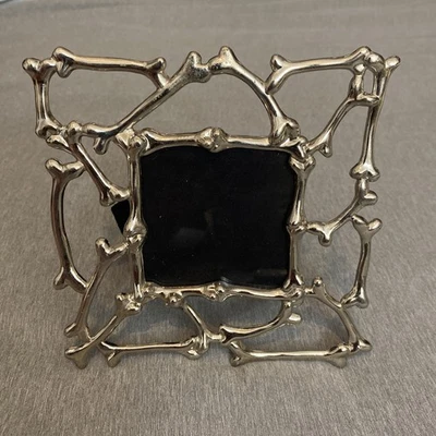 "Marco de fotos Michael Aram Silvertone hueso de perro para foto de 3x3 cuadrado de 6"" usado" Foto 1 de 4