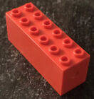 Lego Weight 2X2x6 Train Boat Bottom Sealed Dimple End Red 73090