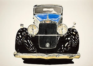 "Hispano Suiza" 25"X40" Automotive Car Art Signed, #'d Giclee R Lewis - Picture 1 of 1