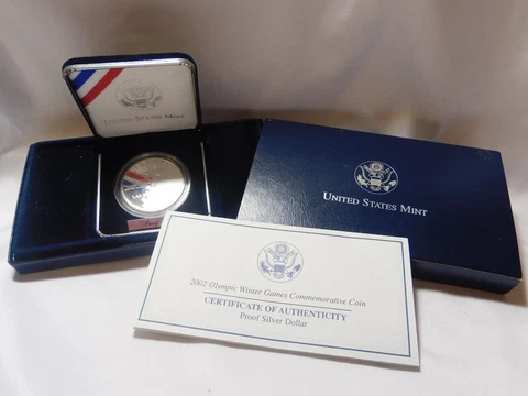 2002 P Winter Olympics Salt Lake City Proof Commemorative 90% Silver Dollar Cover