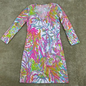 Lilly Pulitzer Womens The Christie Dress XS Scuba to Cuba Hot pink bright 86122 - Picture 1 of 19
