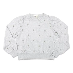 Z Supply Youth Girls Zoe Dot Top Pullover Sweatshirt Heather Grey L New - Picture 1 of 2