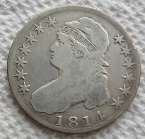 1814 Capped Bust Silver Half Dollar Rare Early Date Type Coin Fine Cleaned - Picture 1 of 3