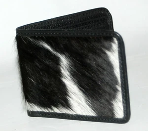 Cow hide Leather Men/Gent Purse Luxury HAIR ON Leather Card Holder Wallet-117 - Picture 1 of 3