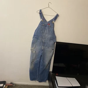 Dickies Dungarees Adult 36x30 Blue Bib Overalls Denim Workwear Carpenter Mens - Picture 1 of 8