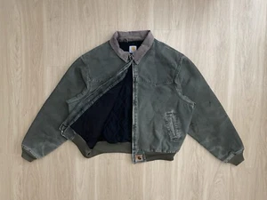 Giacca Carhartt vintage uomo 2XL Santa Fe J14 MOS "Moss Green" trapuntata foderata sbiadita - Foto 1 di 17