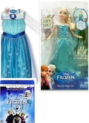 Disney Frozen Musical ELSA light Doll & Costume Dress 4-6X & Blu-ray - Image 1 of 4