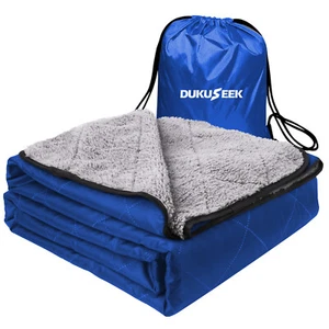 DUKUSEEK Sherpa Waterproof Outdoor Blanket, Large Sherpa Hooded Stadium,Camping - Picture 1 of 10