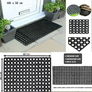 Rubber Door Mat Indoor Washable Dirt Trappers Non Slip Heavy Duty Entrance Runnr - Picture 1 of 16