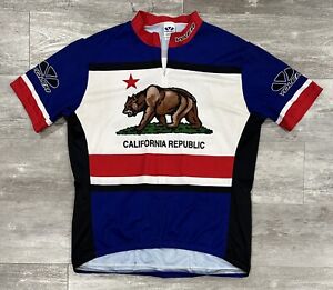 Voler Cycling Jersey Shirt Mens XL Blue California Republic Bear State Flag USA