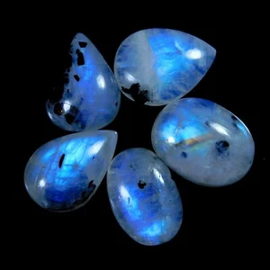 58 Carat Natural Rainbow Moonstone Mix Shape Cabochon Loose Gemstone 5 Pcs Lot - Picture 1 of 3