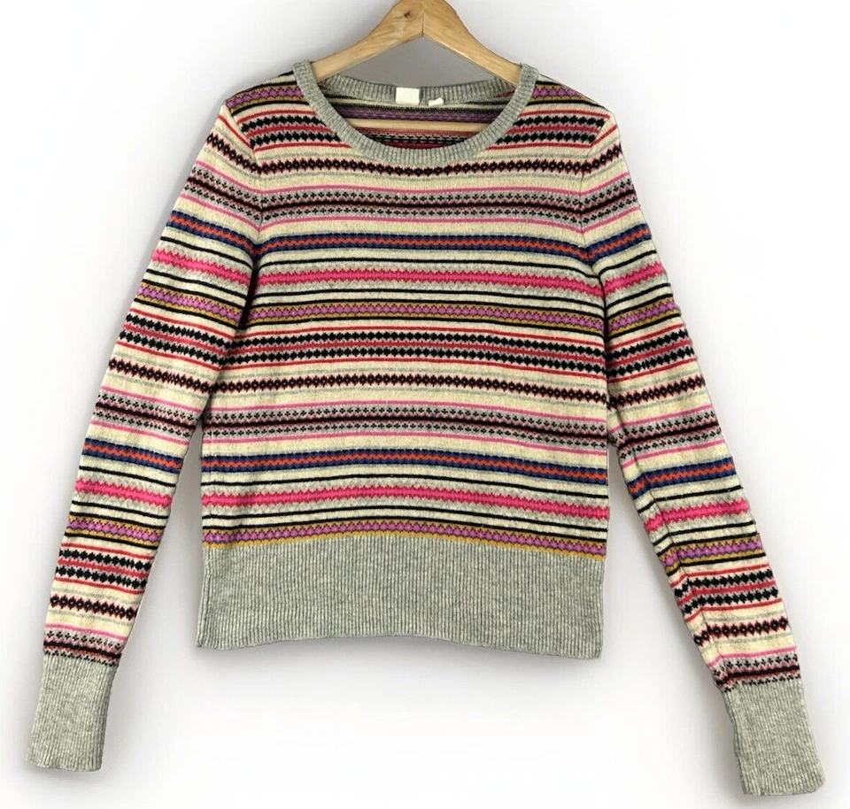 Suéter para mujer Gap mediano colorido a rayas Fair Isle Y2K años 90 tejido de lana merino Foto 1 de 4