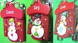 Ornament, Personal Name - CONNIE CORY CRAIG -3D SnowWoman SnowMan SLED Winter ! - Picture 1 of 5
