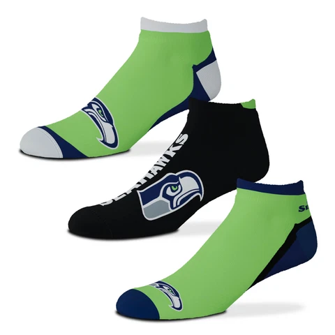 Seattle Seahawks NFL Flash 3 Pack No Show Mens Large Socks Fits 10-13 Fan Gift Cover