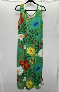 Jams World hawaiian tropical floral art 90s vtg green dress womens size small - Picture 1 of 9