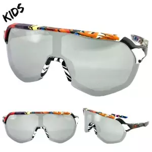 Kids Boys Girls Sports Baseball Cycling Retro Wrap Shield SUN GLASSES Ages 6-12 - Picture 1 of 6