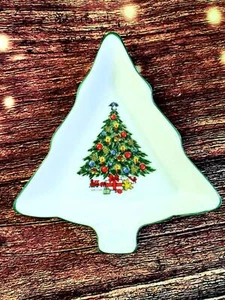 Vintage Mount Clemens Pottery Christmas Tree Candy Plate Dish 7" - Picture 1 of 10