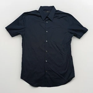 Camisa de vestir Theory para hombre azul marino manga corta abotonada talla mediana - Imagen 1 de 6