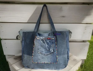 ⚜️🧵außergewöhnliche Jeanstasche Stoff Handarbeit Genäht vegan✂️ - Bild 1 von 13