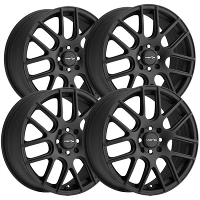 (4) Vision 426 Cross 15x6.5 4x100/4x4.5" +38mm Matte Black Wheels Rims 15" Inch Foto 1 de 4