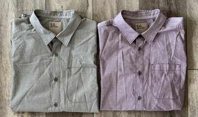 Lot of 2- Mens 5.11 Tactical Carson Concealed Carry Short Sleeve Shirt MED Snap - Image 1 of 4