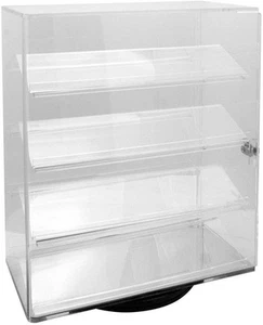 Expositor de encimera Lucite giratorio transparente acrílico de lujo con 4 estantes y cerradura - Imagen 1 de 8