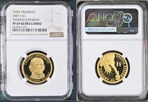 2007 S Thomas Jefferson Dollar Proof PF69 NGC - Picture 1 of 1