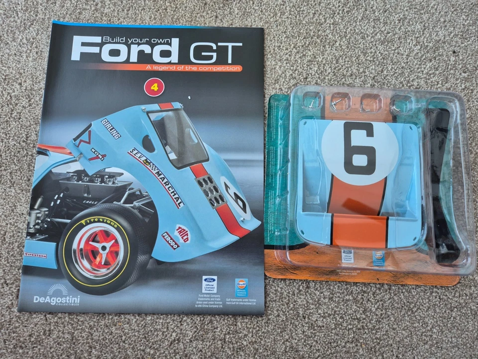 1/8 Scala DeAgostini Costruisci La Tua Ford GT40 Auto Numero 4 + Rivista - Immagine 1 di 3