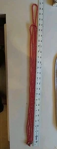 Extra Long Red Retro Costume Necklace Old Jewelry Dealer Jeweler Vintage - Picture 1 of 9