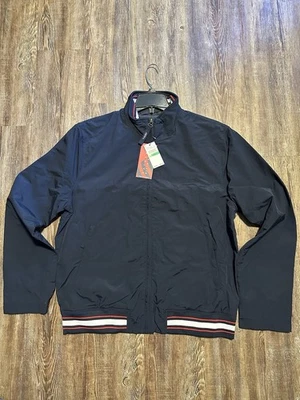 PERRY ELLIS AMERICA DARK SAPHIRE BLUE LARGE NYLON WIND RAIN JACKET MENS NWT NEW - Image 1 of 4