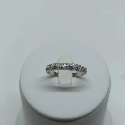 ANELLO IN ARGENTO 925 2 FILE BOMBATO PAVE ZIRCONI (AMFA0227) - Immagine 1 di 3