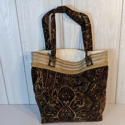 Bolso/bolso de mano de terciopelo hecho a mano de colección cachemira usado en excelente estado Foto 1 de 4