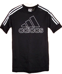 ADIDAS Girls size S  (7/8) Black Badge Logo Crew-Neck Short Sleeve T-Shirt Dress - Picture 1 of 7