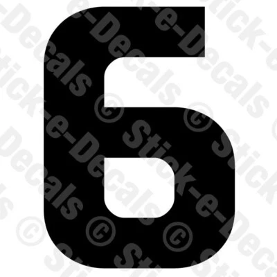 STICK-E-DECALS Number Six 6 Vinyl Die Cut Decal Sticker - RACING NUMBER Custom - BEN