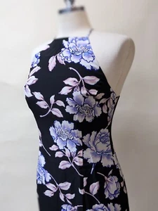 Yumi Kim Black Floral Silk Dress M Strappy Peony Medium - Picture 1 of 7