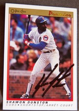 Chicago Cubs Shawon Dunston Signed 1991 O-Pee-Chee Premier Auto Card