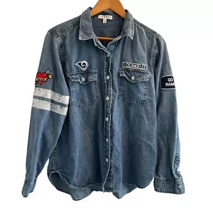 Wear Erin Andrews Los Angeles Rams Jean Denim Shirt Jacket Womens XL EUC - Picture 1 of 9